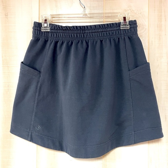 Athleta Gray/Blue Drawstring, Elastic Waist, Side Pocket Sweat Skirt Sz S - Picture 2 of 7